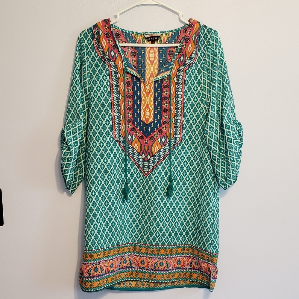 NLW Geometric Boho Swimcover Up or Tunic Size L